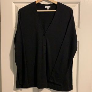Black 3-Button Poly/Wool/Nylon Blend Cardigan - PM